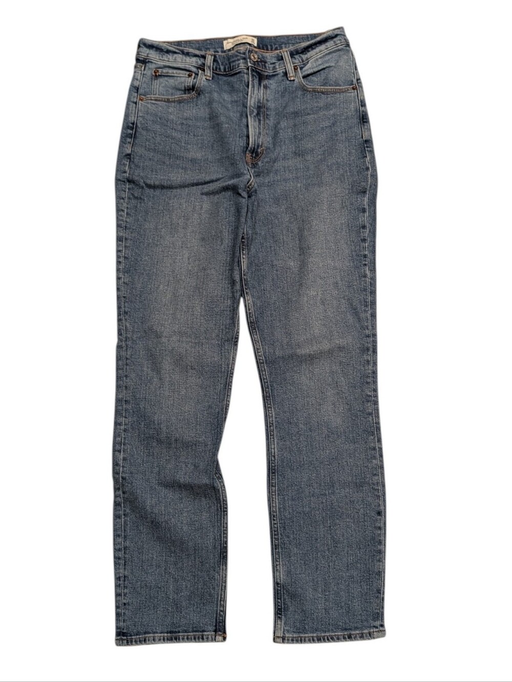 Abercrombie & Fitch The Slim Straight Ultra High Rise Medium Blue Wash Sz 30/10